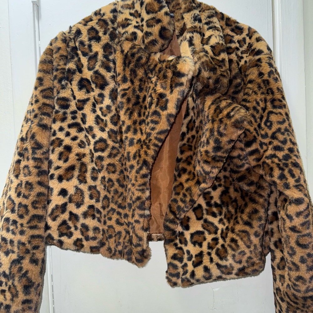 Leopard Print Faux Fur Jacket